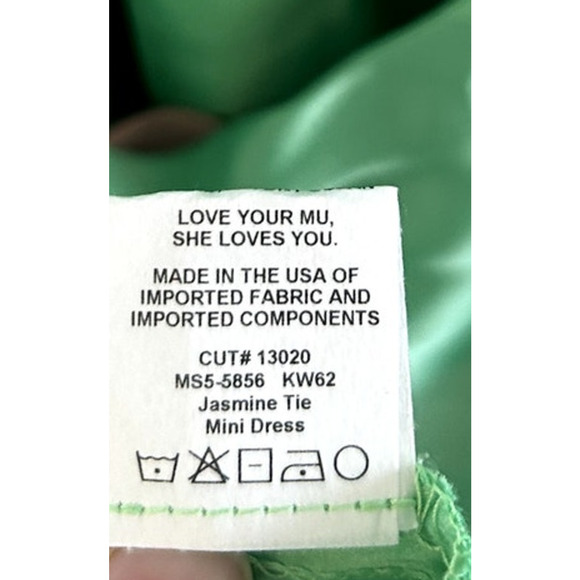 Show Me Your Mumu Jasmine Tie Mini Dress in Kiwi Luxe Satin XXL NWT - Picture 6 of 7